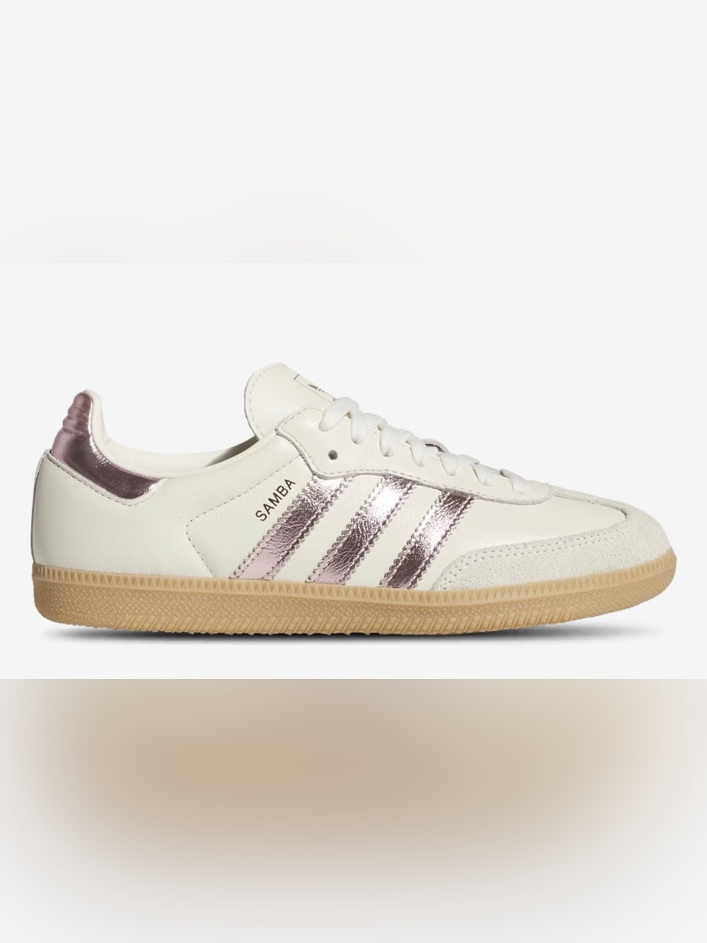 adidas Samba Sneakers in White with Metallic gum  Stripes and Gum Sole new